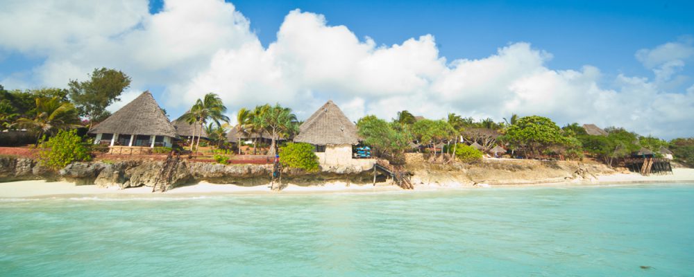 View on Ras Nungwi resort from ocean. Zanzibar