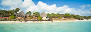 View on Ras Nungwi resort from ocean. Zanzibar