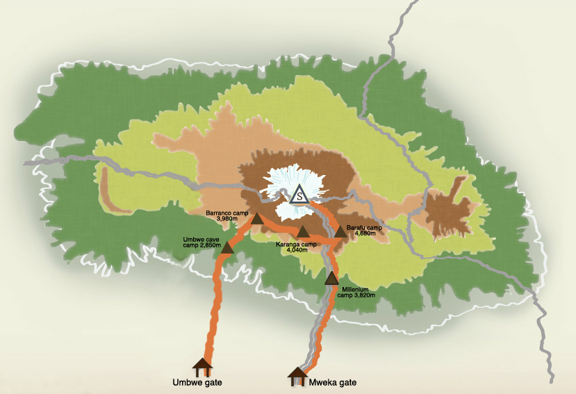 umbwe-route map